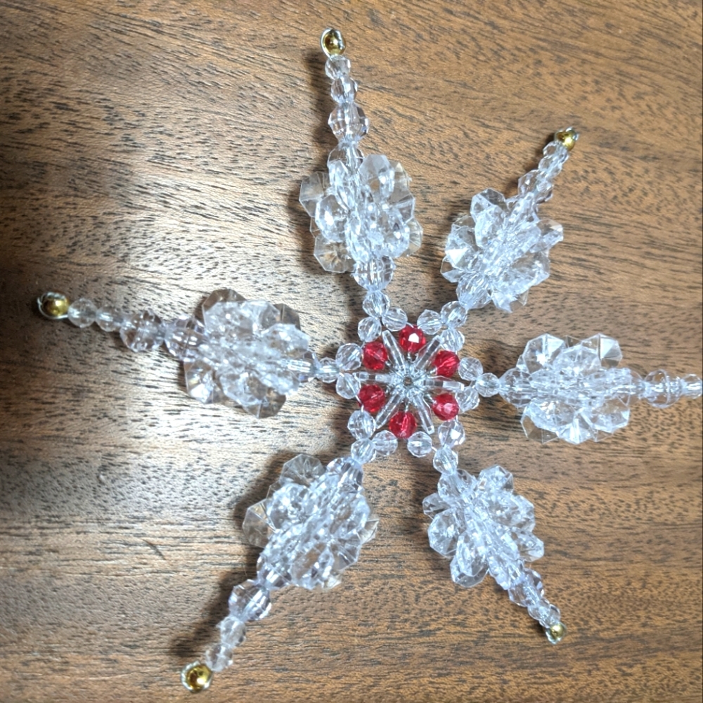 4 Handmade Christmas Ornaments of Snow Flakes.
